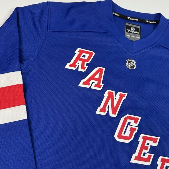 Fanatics New York Rangers Official NHL Jersey Youth Size M Hockey Tee Blue - Picture 4 of 8